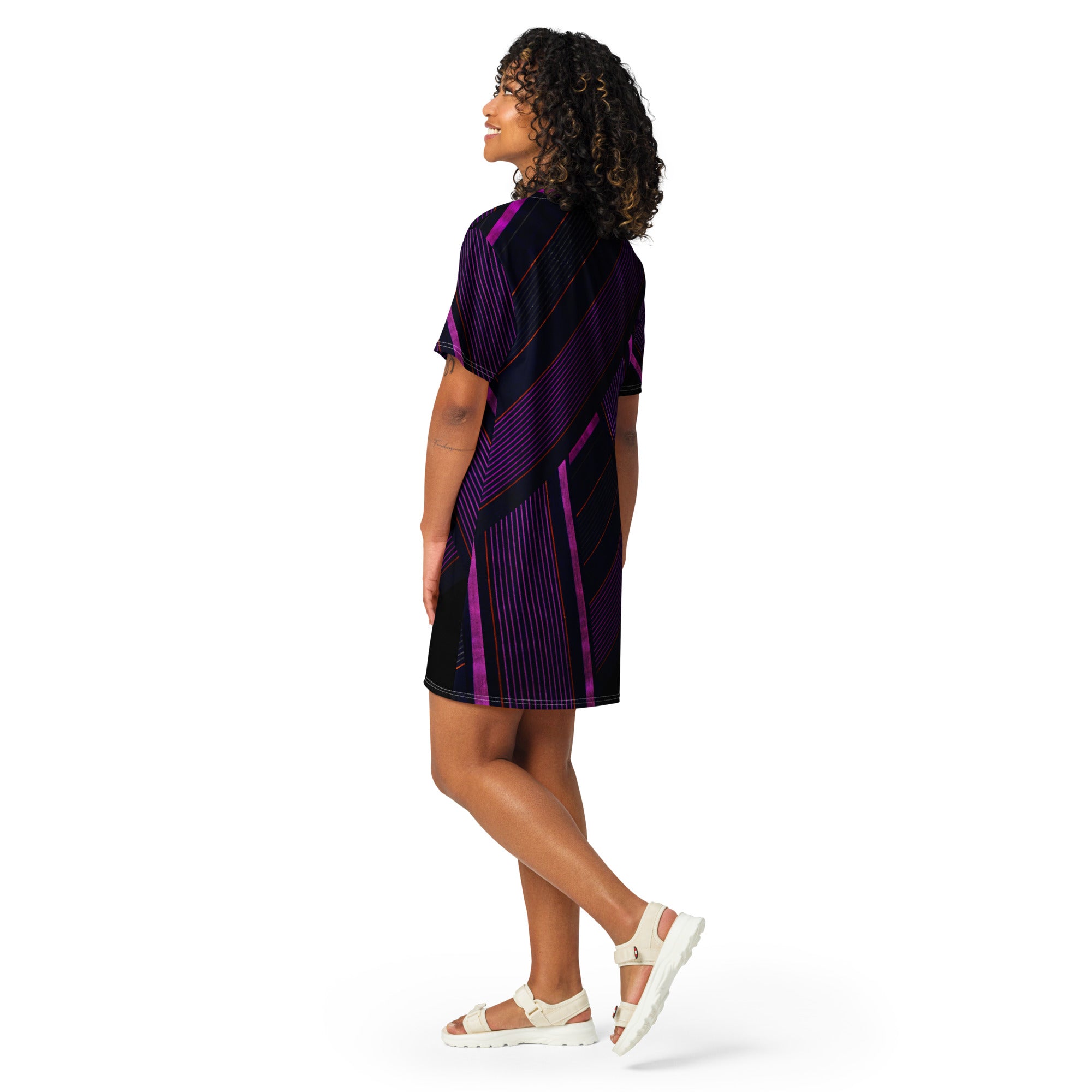 Black & Purple T-Shirt Dress. Street, Party or Lounge T-Shirt Dress. Streetstyle Dressing. WickedYo.